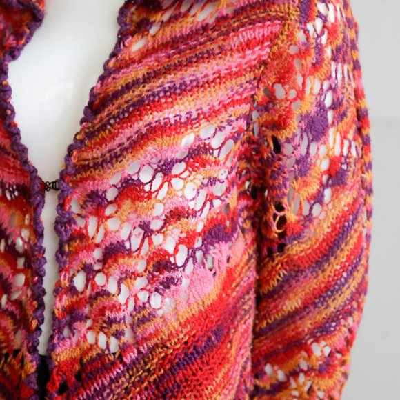Free People Colourful Crochet Open Knit Boho Cardi - Picture 6 of 11